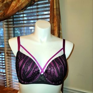 Beautiful Magenta Strappy Bra By Adore Me size 40C